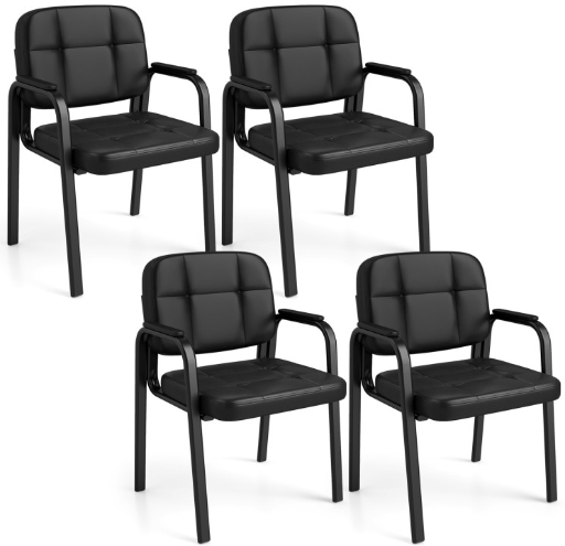 Costway Leather Office Reception Chairs Set of 4
