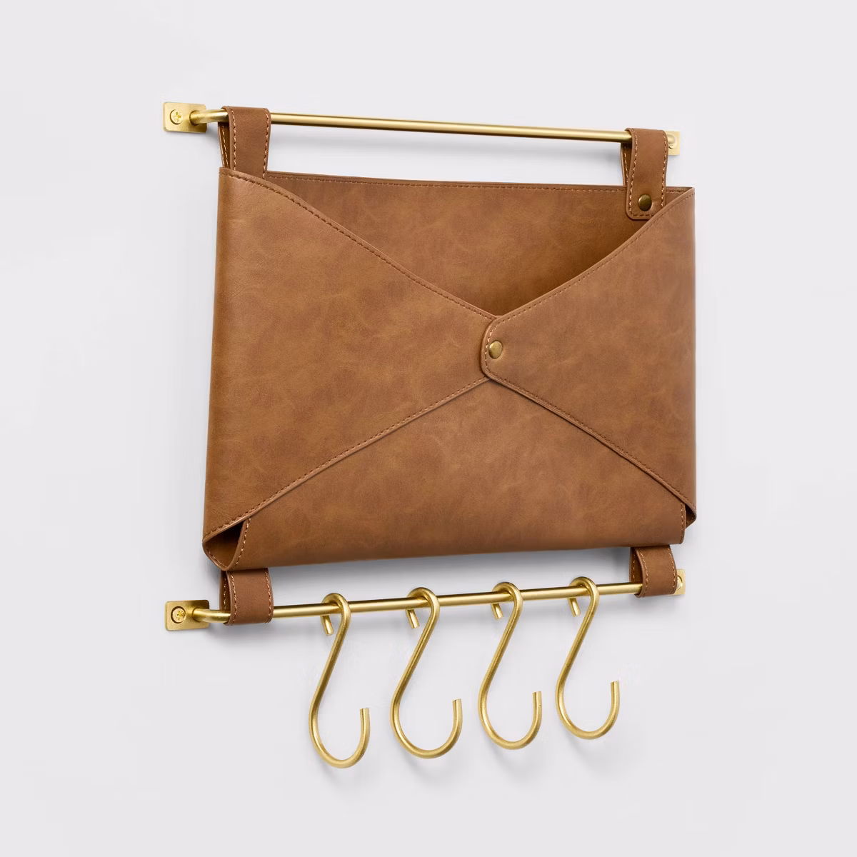 Entryway Organizer Faux Leather and Gold
