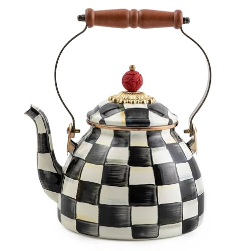 MACKENZIE-CHILDS Courtly Check Enamel Tea Kettle 2-Quart