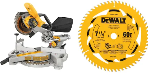 DEWALT DCS361B 7-1/4in 20V Max Cordless Sliding Miter Saw with 60T Carbide Blade
