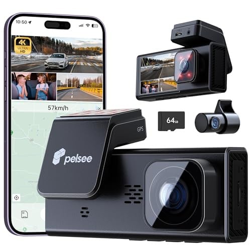 Pelsee P2T 3-Channel 4K + Dual FHD Dash Cam w/ 5GHz Wi-Fi & 64GB SD Card Deal