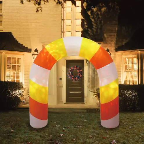 Hay and Harvest 8' Candy Corn Inflatable Arch with Light Show