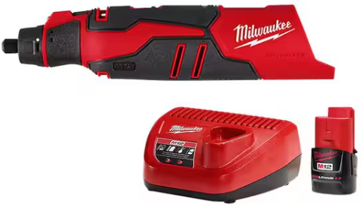 Milwaukee M12 Brushless Rotary Tool with 2.0Ah Battery and Charger Starter Kit