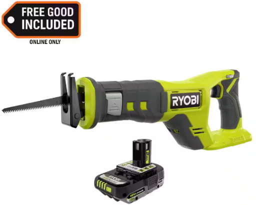 Ryobi ONE+ 18V Cordless Reciprocating Saw with 2.0 Ah Lithium Battery