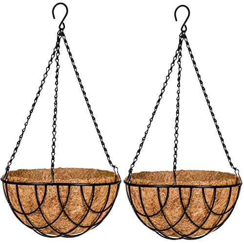 2-Pack 12" Kingbuy Metal Hanging Planter Basket w/ Coconut Liner Deal