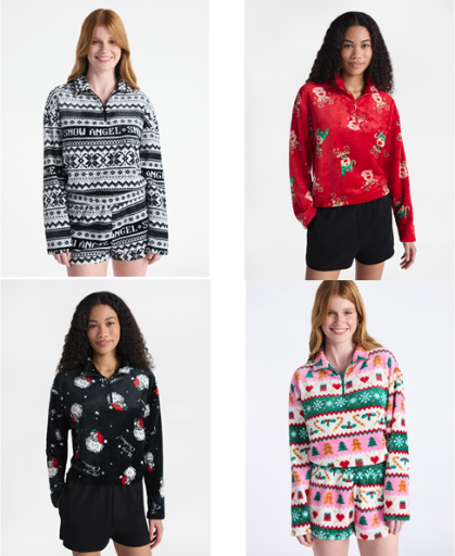 No Boundaries Christmas Quarter Zip Mock Neck Plush Top