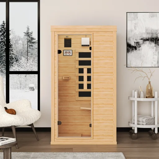 Jolydale 1-Person Low EMF Far Infrared Home Sauna, Canadian Hemlock Wood Deal