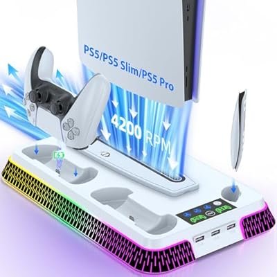 Cooling Station and Console Stand for PS5/Pro/Slim Dual Controller