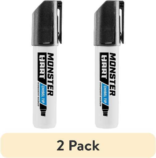 HART 2 Pack Black Monster Chisel Permanent Marker