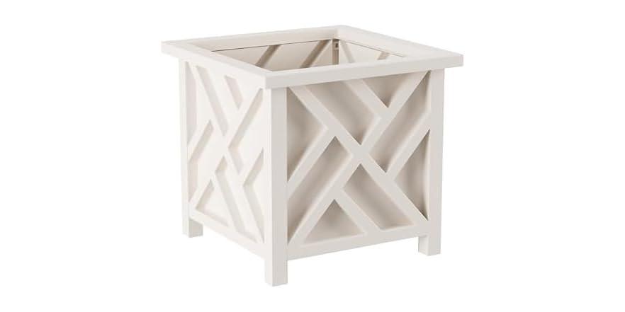 Pure Garden Lattice Design Outdoor Planter Box 14.75" Square Deal
