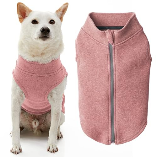 Gooby Zip Up Microfiber Fleece Dog Sweater - Pink, X-Large
