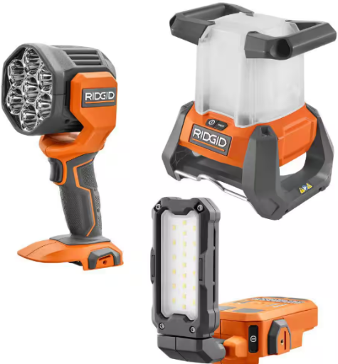 RIDGID 18V Cordless 3-Tool Lighting Combo Kit (Tools Only)