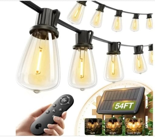 Hakol 54' Solar String Lights w/ USB Charging & Remote Control