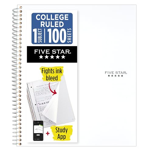 Five Star Spiral Notebook + Study App, 1 Subject, College Ruled, 100 Sheets Deal