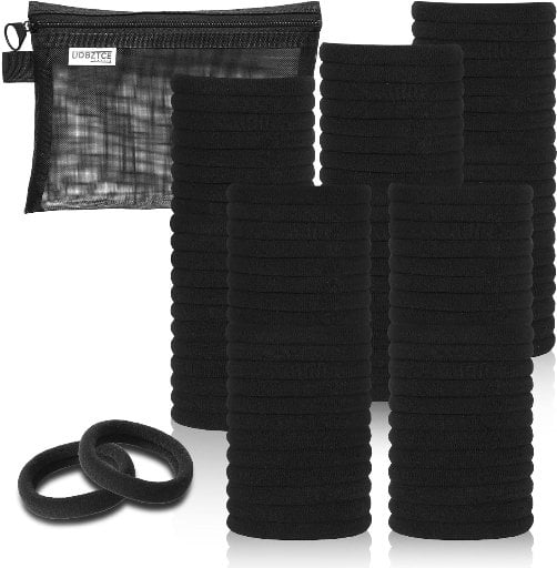 Black Hair Ties 100 Pack Nylon Elastic Bands Deal