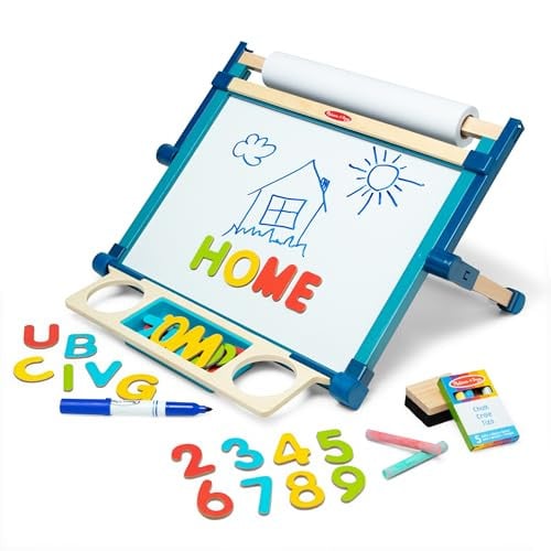 Melissa & Doug Magnetic Tabletop Easel, Deluxe Double-Sided Wooden Art Set