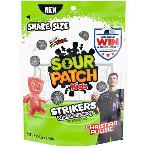 Sour Patch Kids Strikers Black Raspberry Soft & Chewy Gummy Candy 10.22 oz