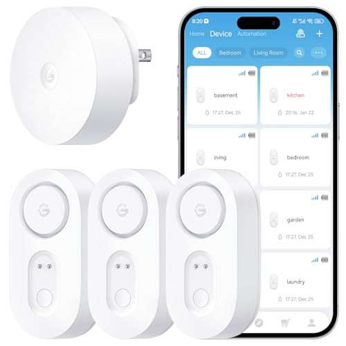 GoveeLife Smart Water Leak Detector 3-Pack + WiFi Gateway Alarm Bundle
