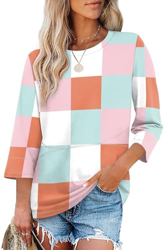XIEERDUO 3/4 Length Sleeve Slit Side Shirts