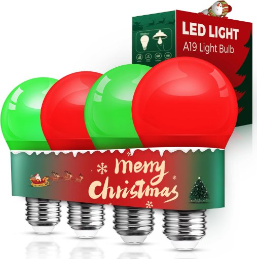 Red and Green Light Bulbs Outdoor 4-Pack