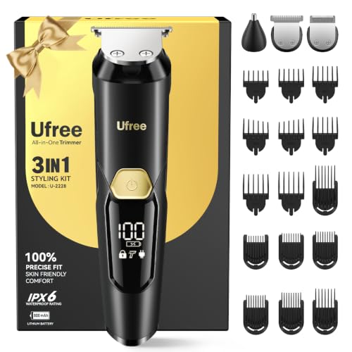 Ufree 3-in-1 Beard Trimmer for Men IPX6 Waterproof 8000 RPM
