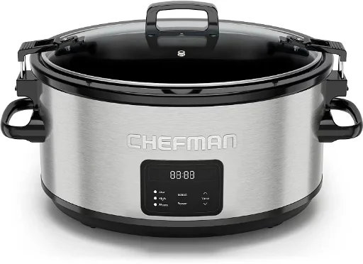Chefman Locking Lid Programmable 7 Qt Slow Cooker