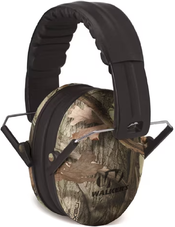 WALKER’S Youth Lightweight Noise-Reducing Folding Earmuffs, Camo