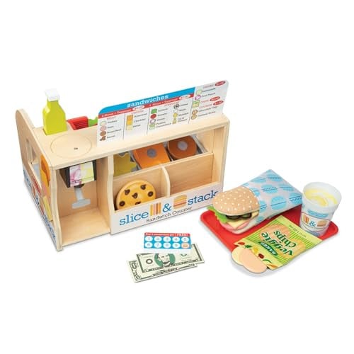Melissa & Doug Slice-Stack-Serve Wooden Sandwich Counter Pretend Play Store