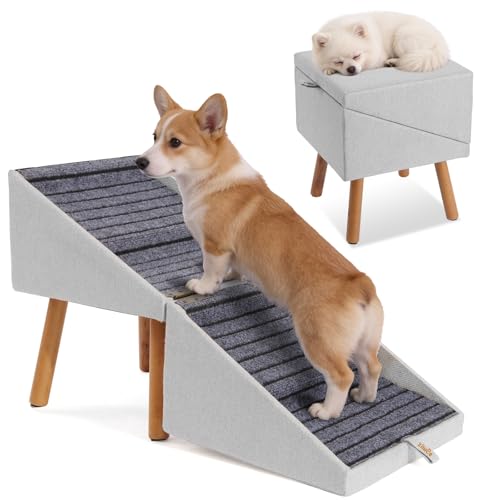 Ziluce 17.13" XL Wooden Foldable Dog Ramp & Ottoman