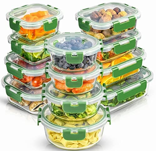 JoyJolt 24-Piece Borosilicate Glass Storage Containers w/ Lids Set (Green) Deal
