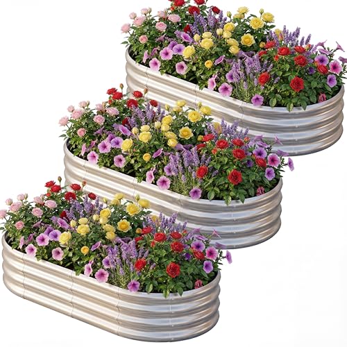 AHEONLAR 3 Pack 6x3x1ft Galvanized Raised Garden Bed Silver Deal