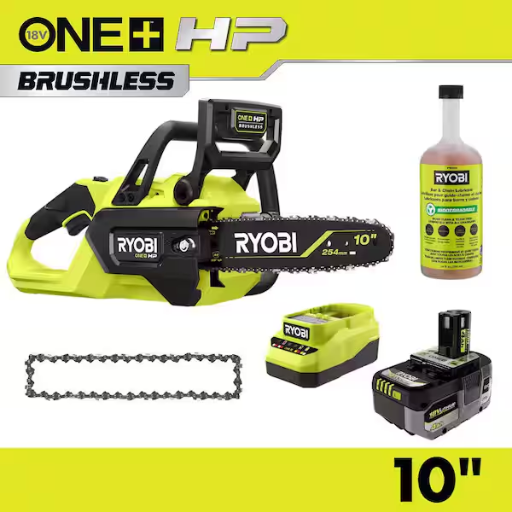 Ryobi ONE+ HP 18V Brushless 10 in. Battery Chainsaw with 4.0 Ah Battery Deal