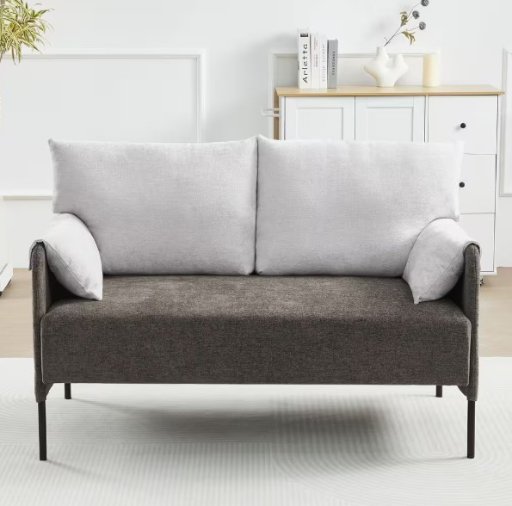 51.9" Brown Chenille Upholstered 2-Seater Loveseat