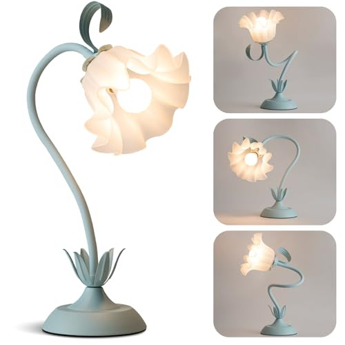 Werfop Bendable Vintage LED Corded Flower Table Lamp w/ 3 Color Modes (Blue)