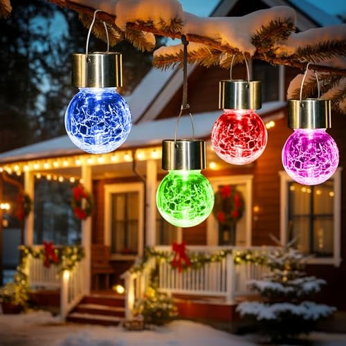 GIGALUMI Solar Hanging Cracked Glass Outdoor Lights 8-Pack Deal