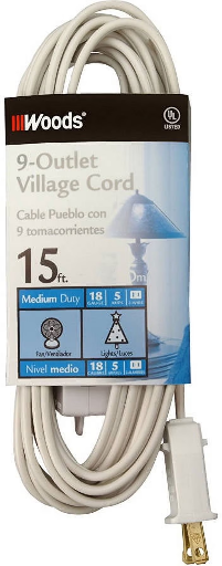Woods Extension Cord with Switch, 9-Outlet, 15-Foot