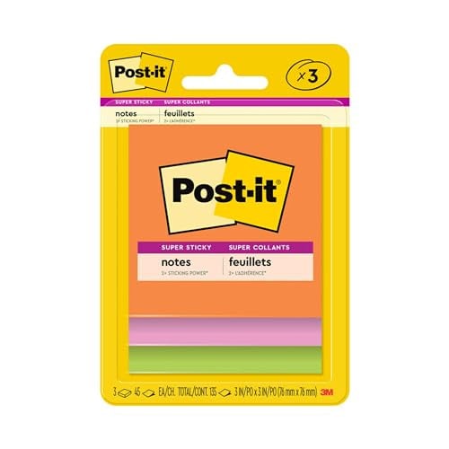 3-Pack 3" x 3" Post-it Super Sticky Notes (Energy Boost)