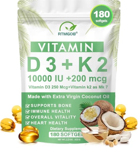 Vitamin D3 K2 Supplement 10,000 IU + K2 MK-7 200 mcg Deal