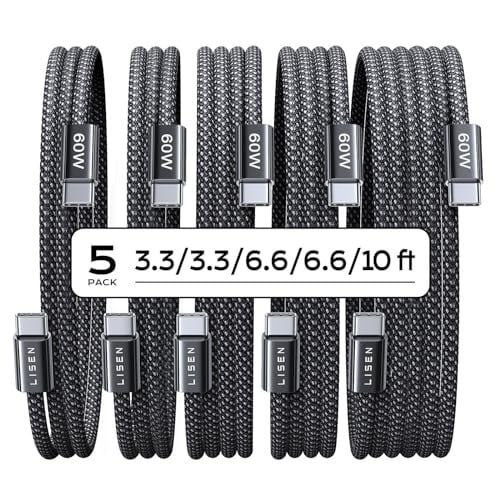 Lisen USB C to USB C Cable 5-Pack