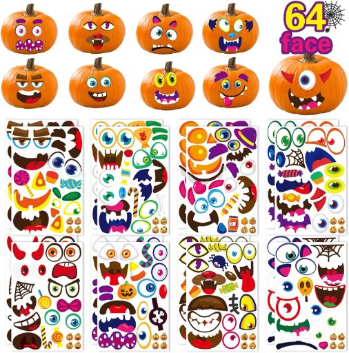Dujaa Pumpkin Face Stickers 64 Pack