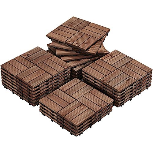 Yaheetech 27-Piece 12"x12" Interlocking Wood Patio Deck Tiles