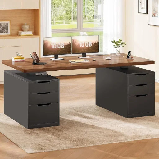 Inbox Zero 55" Electric Standing Desk w/ Dual 3 Drawers