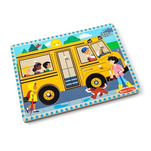 Melissa & Doug The Wheels on the Bus 8-Piece Wooden Peg Sound Puzzle Deal