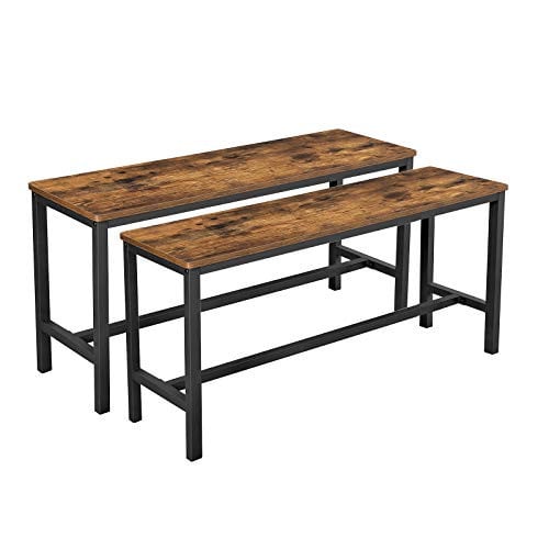 VASAGLE Industrial Dining Bench 2-Pack w/ Steel Frame (Rustic Brown + Black) Deal