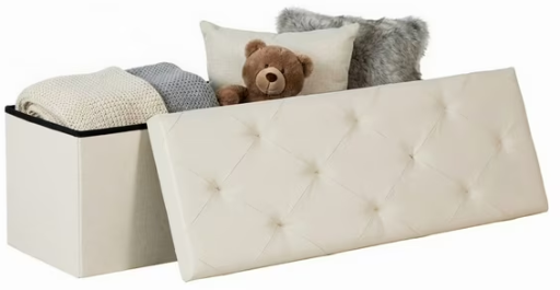 Gianna Beige 43 Inches Folding Storage Ottoman Bench Deal