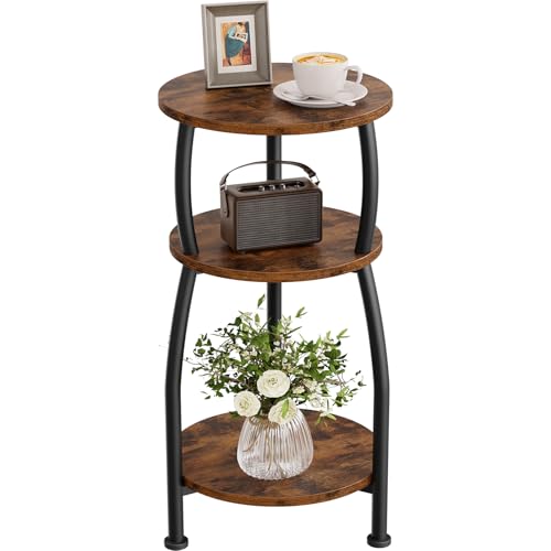3-Tier Slim End Table 11.8"Dia