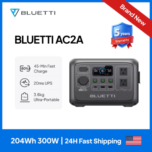 BLUETTI AC2A Portable Power Station 300W 204Wh LiFePO4 App Control