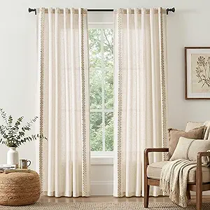 Beige Linen Blend Curtains 84" 2-Panel