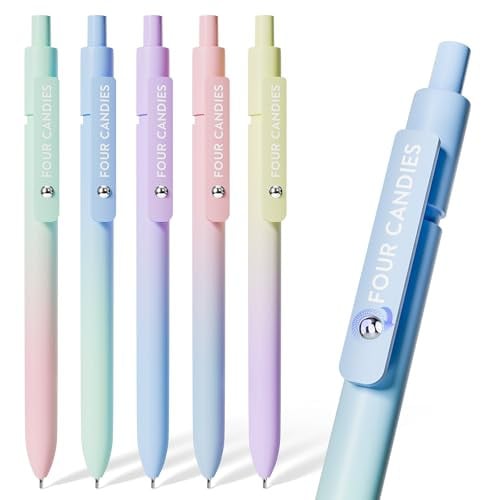 Four Candies 0.7mm Quick-Dry Black Ink Gel Pen 5-Piece Set Deal