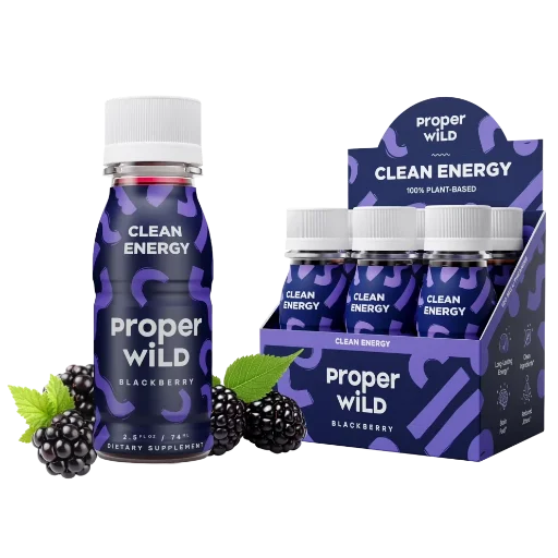 Proper Wild Healthy Clean Plant Based Energy Drink (Blackberry) 72-Pack Deal